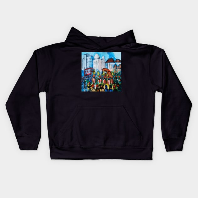 London Southall Sikh Procession Kids Hoodie by sukhpalgrewal